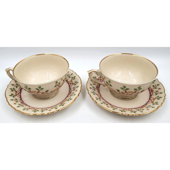 Syracuse Pendleton Federal Footed Cup And Saucer Gold Trim 1949 - 1966 Lot of 2 - Picture 5 of 13
